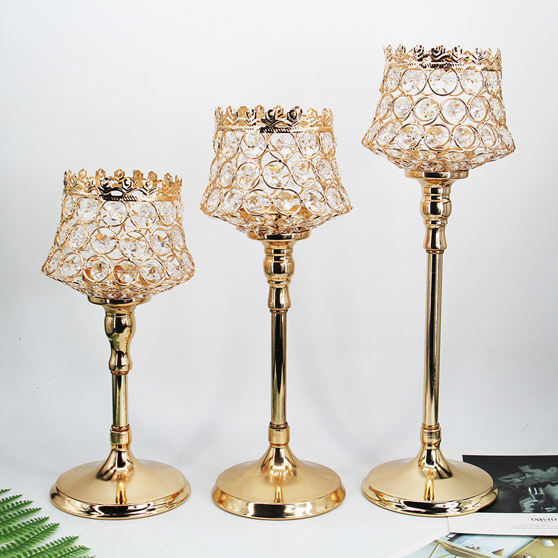 Wedding Props New Lace Candlestick Crystal Crafts European-Style Gold Plating Ornaments T-Stage Road Lead Decoration Wedding Props New Lace Candlestick Crystal Crafts European-Style Gold Plating Ornaments T-Stage Road Lead Decoration