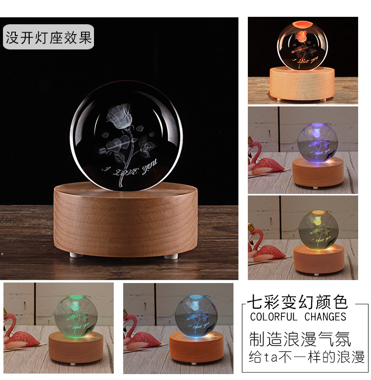 Manufacturers wholesale crystal ball bluetooth lamp holder rotating music box of clover crystal crafts Manufacturers wholesale crystal ball bluetooth lamp holder rotating music box of clover crystal crafts