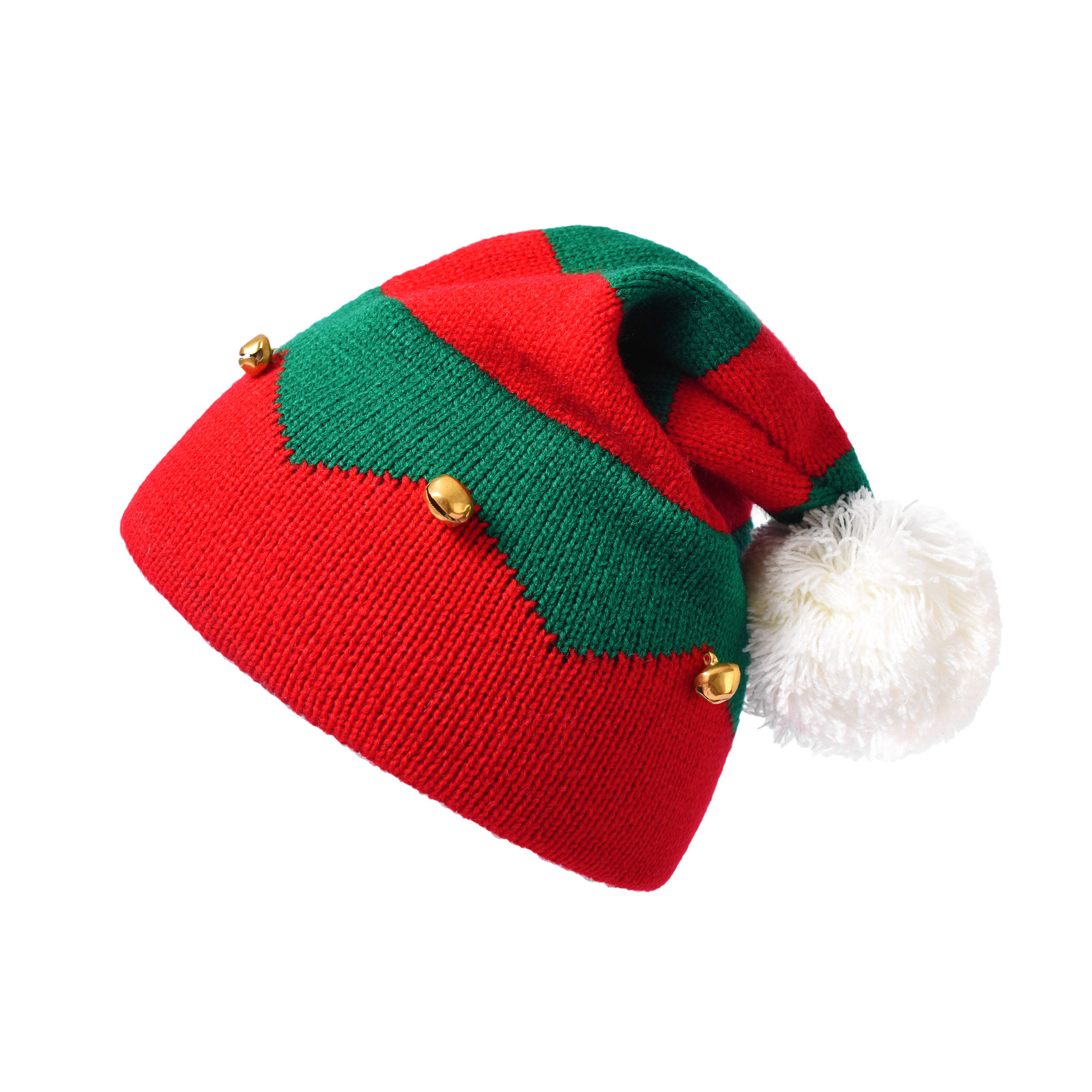 Children&#039;s Hat Autumn and Winter New Christmas Hat Striped Bell Knitted Woolen Cap Cross-Border Halloween Gift Christmas Hat