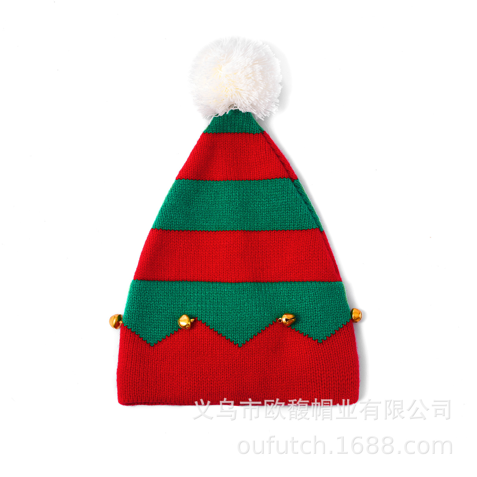 Children&#039;s Hat Autumn and Winter New Christmas Hat Striped Bell Knitted Woolen Cap Cross-Border Halloween Gift Christmas Hat