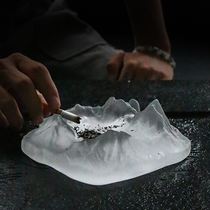 Creative Crystal Glass Iceberg Ashtray Frosted Minimalistic Personalized Living Room Decoration Trendy Crystal Crafts
