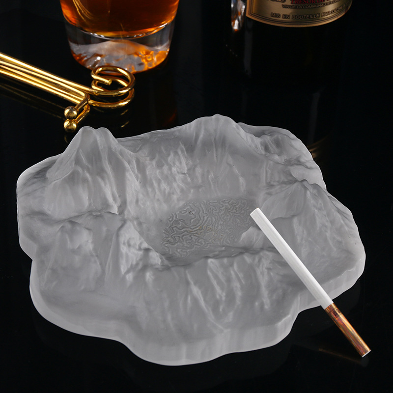 Creative Crystal Glass Iceberg Ashtray Frosted Minimalistic Personalized Living Room Decoration Trendy Crystal Crafts