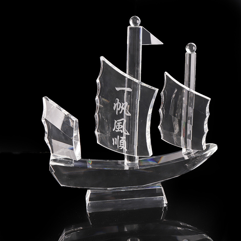 Sailing Creative Business Crystal Sailboat Crystal Crafts Ornaments Gift Souvenir for Teachers and Leaders Sailboat