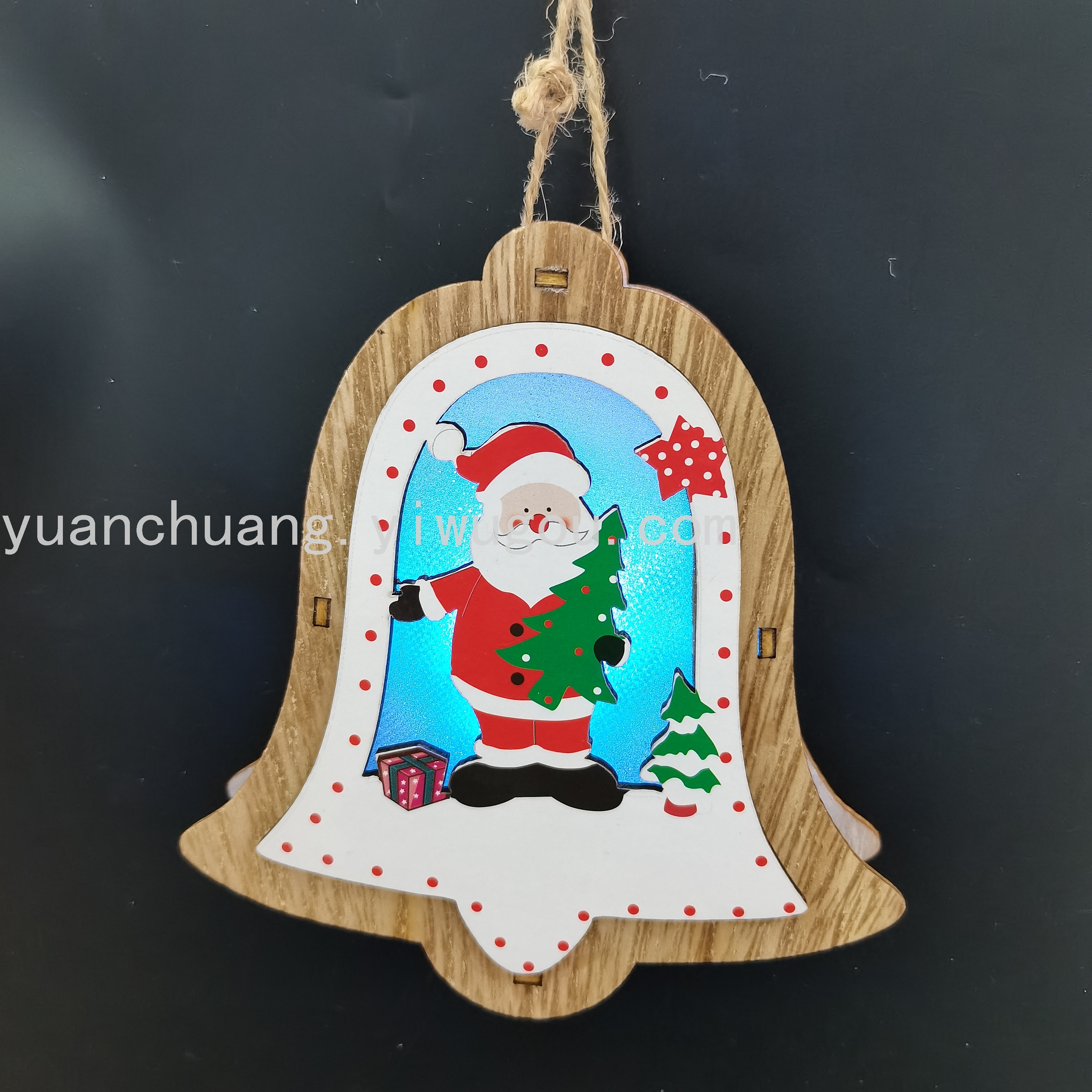 Christmas Pendant with Lights Christmas Tree Small Pendant Christmas Decorations Plywood Pendant Christmas Gift Flashing Light New