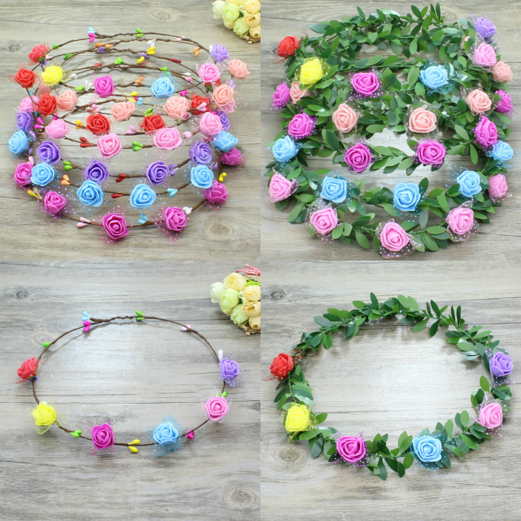 Korean Bridal Headdress Beautiful Champagne Garland Wedding Photography Mori Girl Seaside Beach Selfie Headband Head Flower Ornament Korean Bridal Headdress Beautiful Champagne Garland Wedding Photography Mori Girl Seaside Beach Selfie Headband Head Flower Ornament