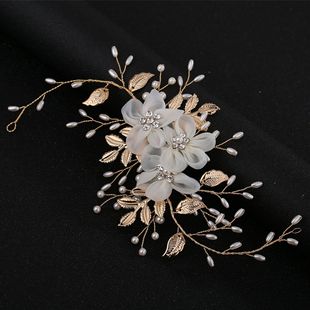 European and American New Headdress Golden Leaf Flower Foreign Trade Hair Band Wedding Dress Accessories Bridal Ornament Wholesale European and American New Headdress Golden Leaf Flower Foreign Trade Hair Band Wedding Dress Accessories Bridal Ornament Wholesale