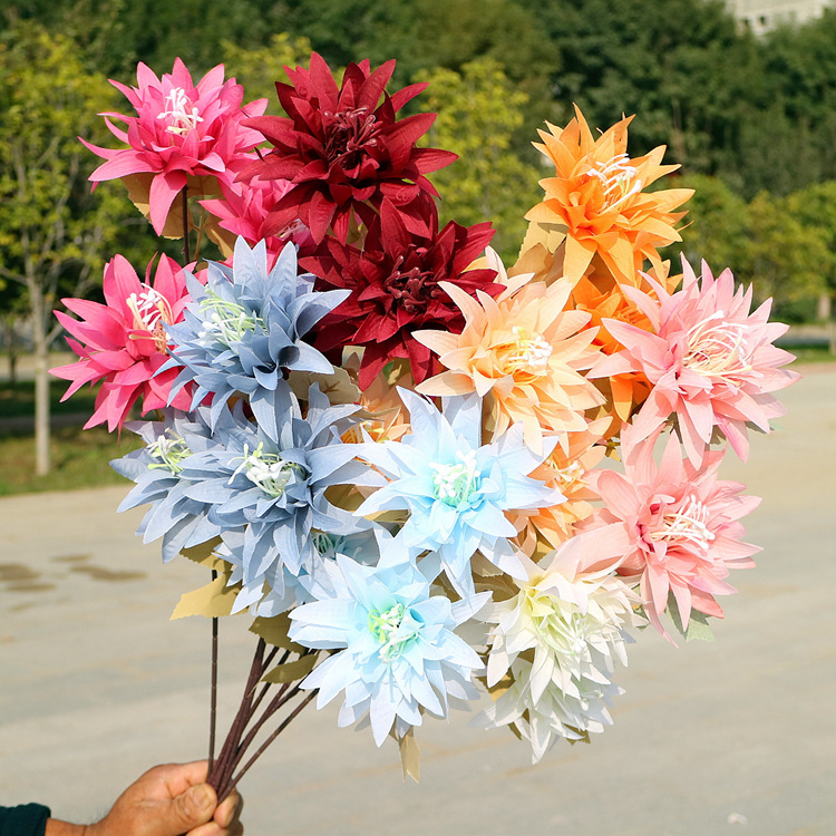 Western Rose Wedding Celebration Decoration Artificial Flower Artificial Flower European-Style Core 3 Peony Wholesale Origin Supply
