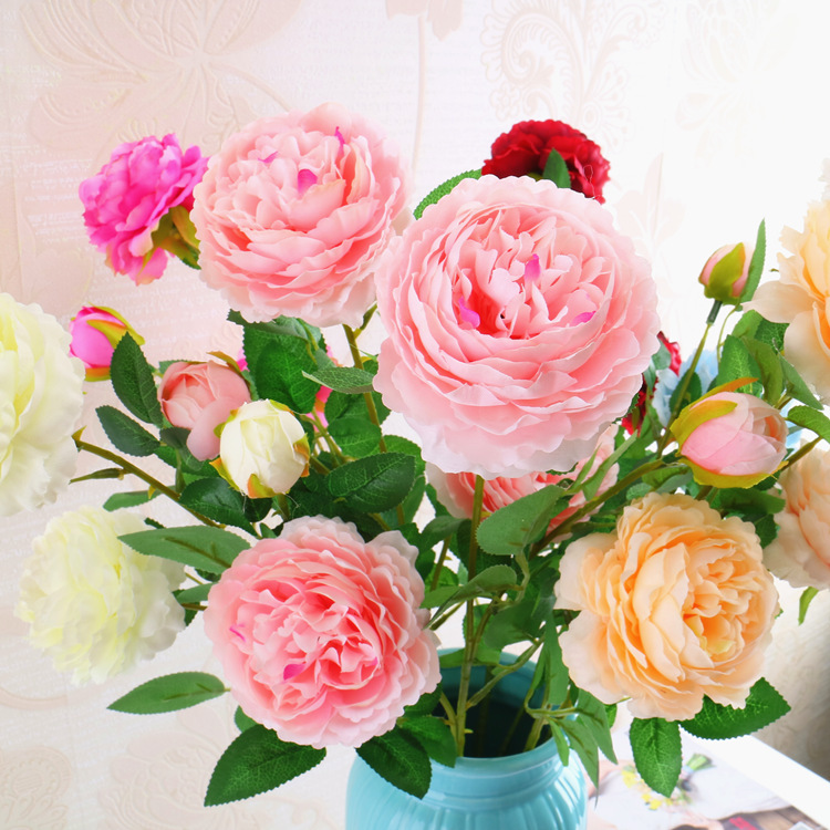 Western Rose Wedding Celebration Decoration Artificial Flower Artificial Flower European-Style Core 3 Peony Wholesale Origin Supply Western Rose Wedding Celebration Decoration Artificial Flower Artificial Flower European-Style Core 3 Peony Wholesale Origin Supply