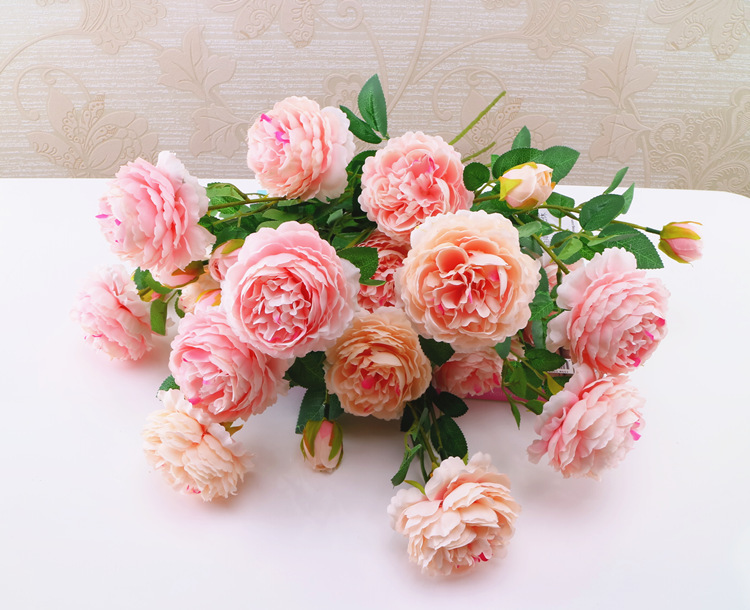 Western Rose Wedding Celebration Decoration Artificial Flower Artificial Flower European-Style Core 3 Peony Wholesale Origin Supply Western Rose Wedding Celebration Decoration Artificial Flower Artificial Flower European-Style Core 3 Peony Wholesale Origin Supply