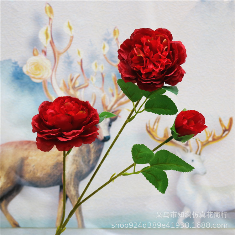 Western Rose Wedding Celebration Decoration Artificial Flower Artificial Flower European-Style Core 3 Peony Wholesale Origin Supply Western Rose Wedding Celebration Decoration Artificial Flower Artificial Flower European-Style Core 3 Peony Wholesale Origin Supply