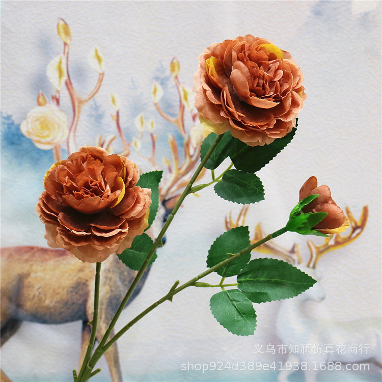 Western Rose Wedding Celebration Decoration Artificial Flower Artificial Flower European-Style Core 3 Peony Wholesale Origin Supply Western Rose Wedding Celebration Decoration Artificial Flower Artificial Flower European-Style Core 3 Peony Wholesale Origin Supply