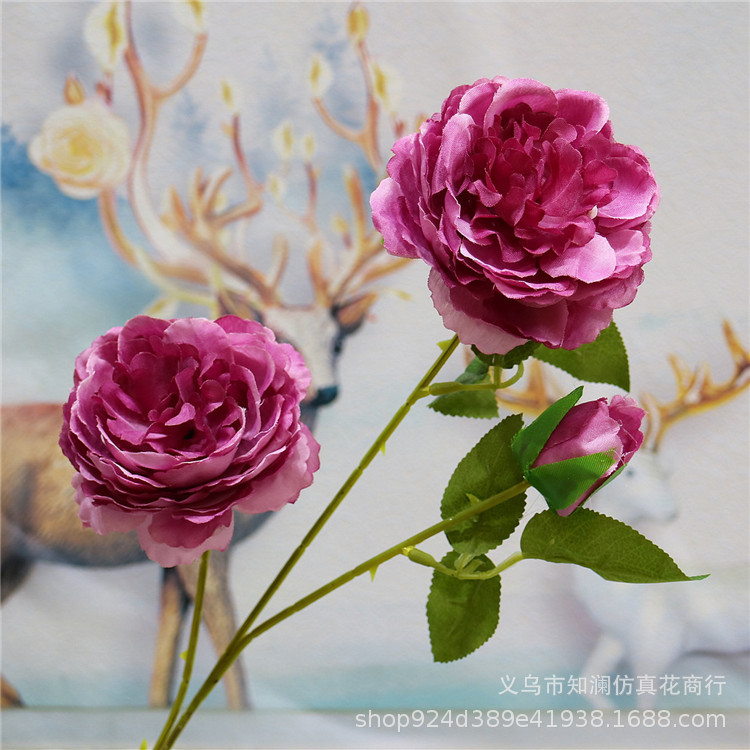Western Rose Wedding Celebration Decoration Artificial Flower Artificial Flower European-Style Core 3 Peony Wholesale Origin Supply Western Rose Wedding Celebration Decoration Artificial Flower Artificial Flower European-Style Core 3 Peony Wholesale Origin Supply