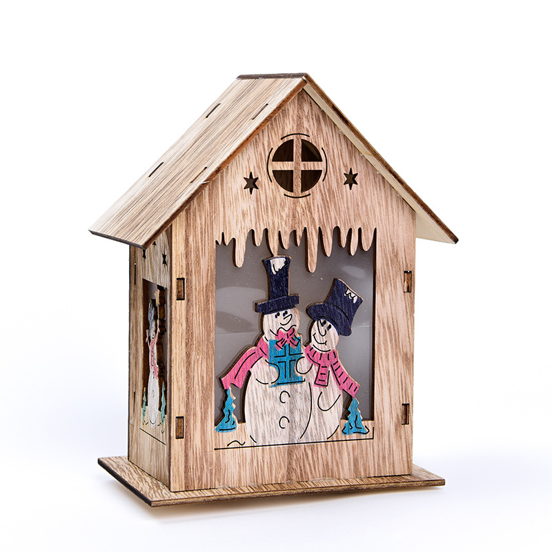 Christmas Decorations Wooden Ornament Lights Wooden House Christmas Tree Decorations Christmas Gifts