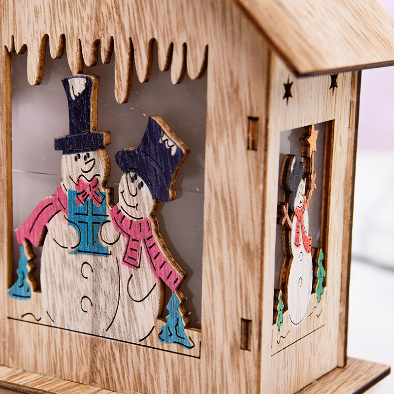 Christmas Decorations Wooden Ornament Lights Wooden House Christmas Tree Decorations Christmas Gifts