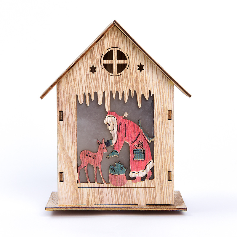Christmas Decorations Wooden Ornament Lights Wooden House Christmas Tree Decorations Christmas Gifts