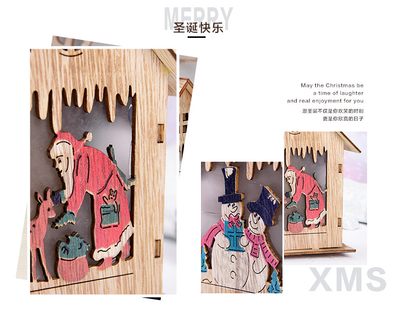 Christmas Decorations Wooden Ornament Lights Wooden House Christmas Tree Decorations Christmas Gifts