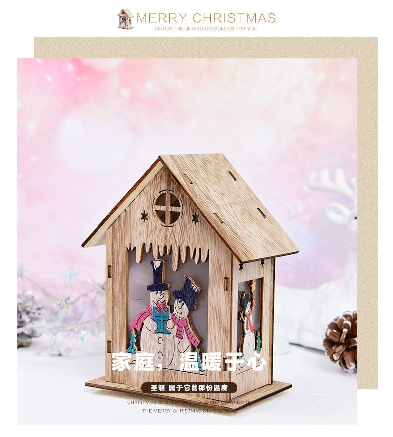 Christmas Decorations Wooden Ornament Lights Wooden House Christmas Tree Decorations Christmas Gifts