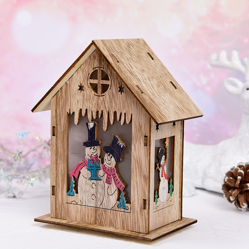 Christmas Decorations Wooden Ornament Lights Wooden House Christmas Tree Decorations Christmas Gifts