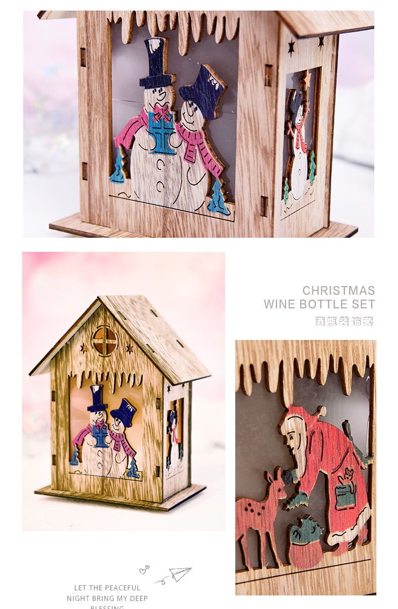 Christmas Decorations Wooden Ornament Lights Wooden House Christmas Tree Decorations Christmas Gifts