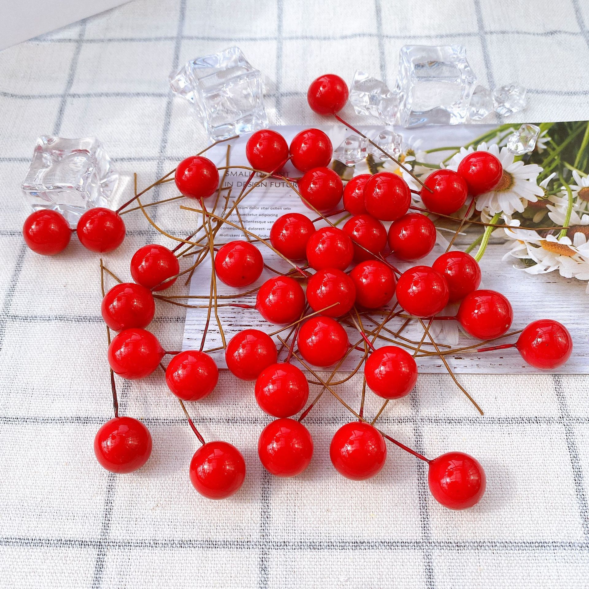 DIY Handmade Christmas Ball Berry Simulation Foam Fruit Cherry Pinecone Decoration Peony Fruit Christmas Product Accessories