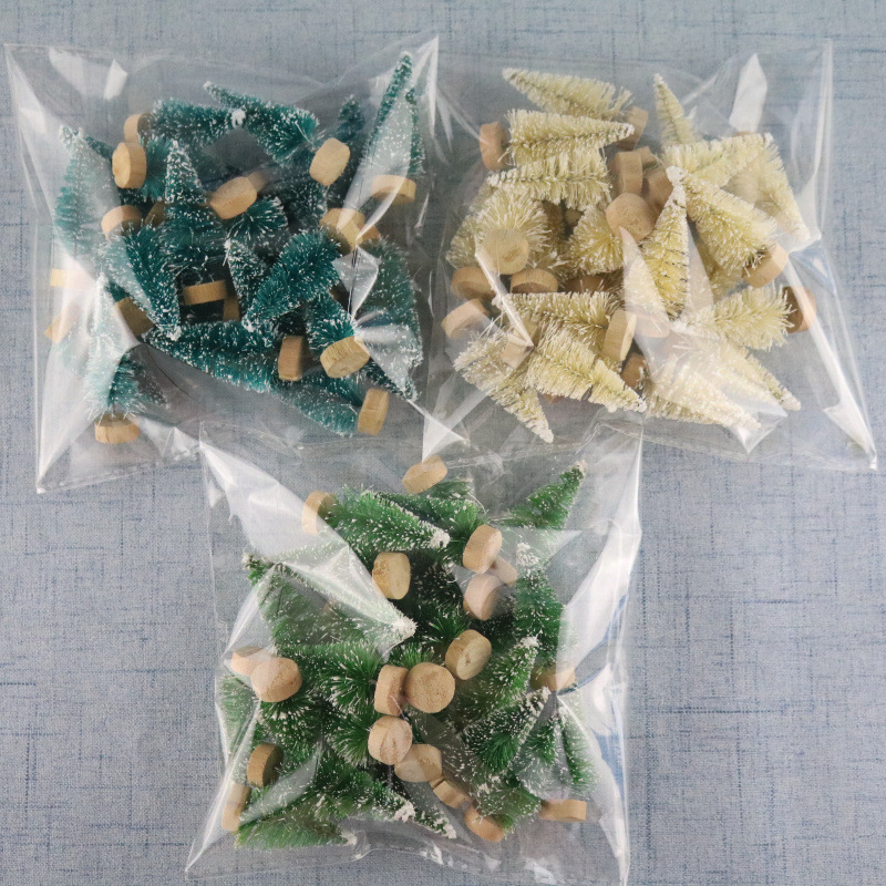 Bagged Mini Christmas Tree Sisal Silk Snow Tasong Decoration Small Christmas Tree Gold Silver Blue, Green and 