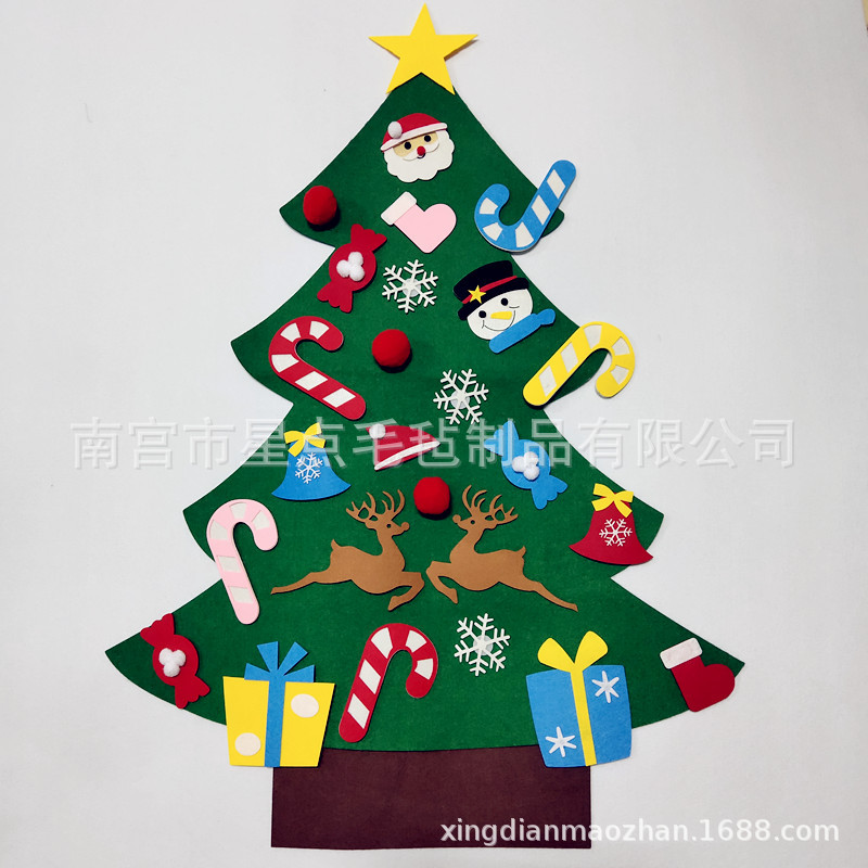 Felt Christmas Tree Non-Woven Christmas Decoration Cross-Border Handmade Puzzle DIY Hanging Christmas Tree Decoration Felt Christmas Tree Non-Woven Christmas Decoration Cross-Border Handmade Puzzle DIY Hanging Christmas Tree Decoration
