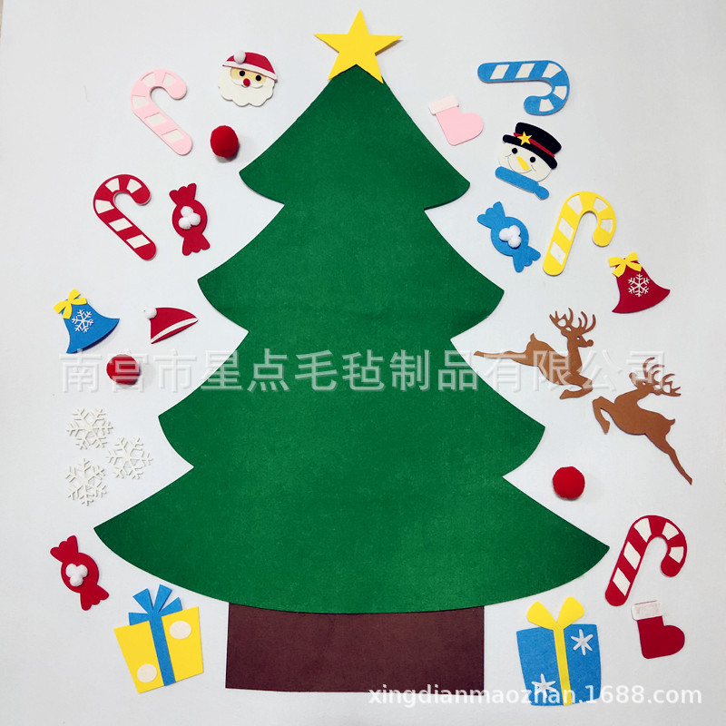 Felt Christmas Tree Non-Woven Christmas Decoration Cross-Border Handmade Puzzle DIY Hanging Christmas Tree Decoration Felt Christmas Tree Non-Woven Christmas Decoration Cross-Border Handmade Puzzle DIY Hanging Christmas Tree Decoration