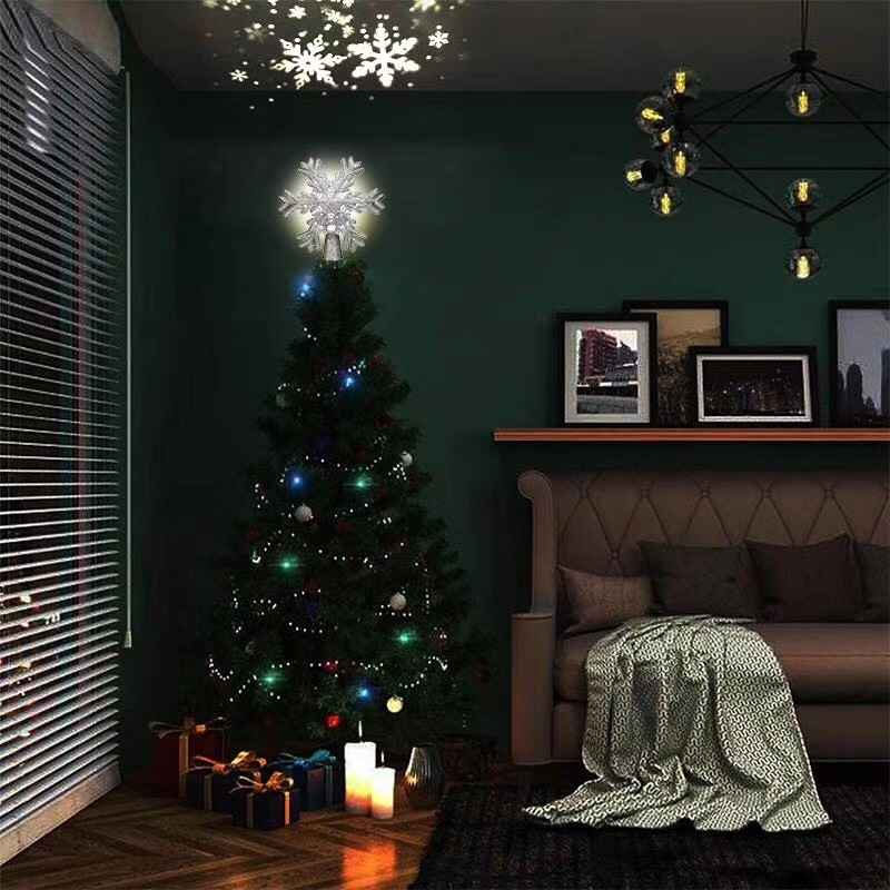 New Christmas Tree Top Shooting Lamp 3D Projection Lamp Star Christmas Tree Decoration Rotating Storm Projection Lamp