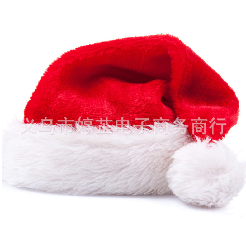 Ting Zhi, Christmas Holiday Dress up plush high grade plush Santa Hat short plush Santa Hat for adults