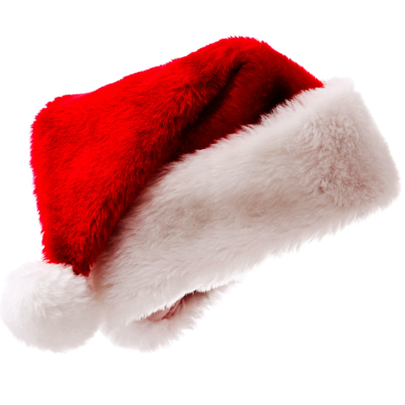 Ting Zhi, Christmas Holiday Dress up plush high grade plush Santa Hat short plush Santa Hat for adults