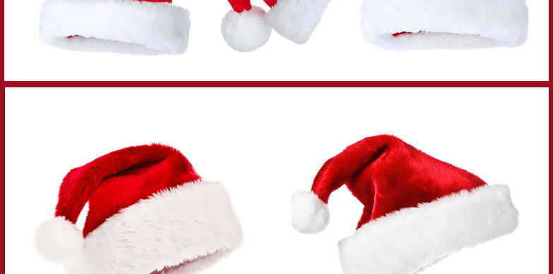 Ting Zhi, Christmas Holiday Dress up plush high grade plush Santa Hat short plush Santa Hat for adults Ting Zhi, Christmas Holiday Dress up plush high grade plush Santa Hat short plush Santa Hat for adults