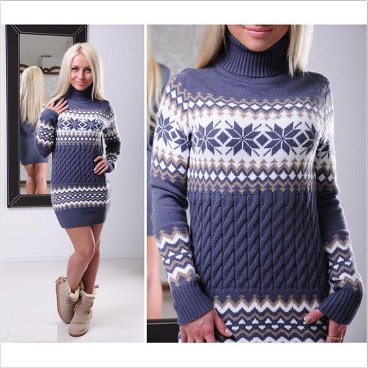 Aliexpress amazon hot style \"women 's Christmas turtleneck dress long snowflake pullover knitwear Aliexpress amazon hot style \"women 's Christmas turtleneck dress long snowflake pullover knitwear