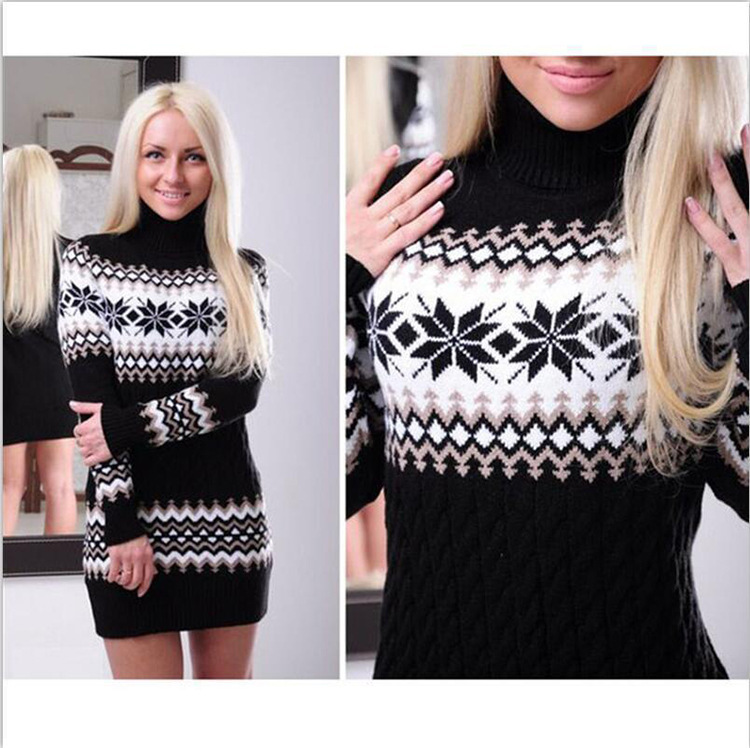 Aliexpress amazon hot style \"women 's Christmas turtleneck dress long snowflake pullover knitwear Aliexpress amazon hot style \"women 's Christmas turtleneck dress long snowflake pullover knitwear