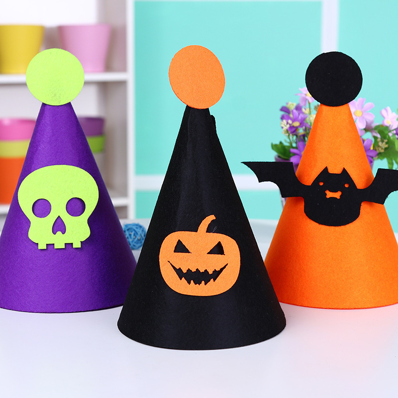 Factory Direct Sales Halloween Decorations Party Birthday Supplies Felt Cloth Children&#039;s DIY Handmade Hats Wholesale