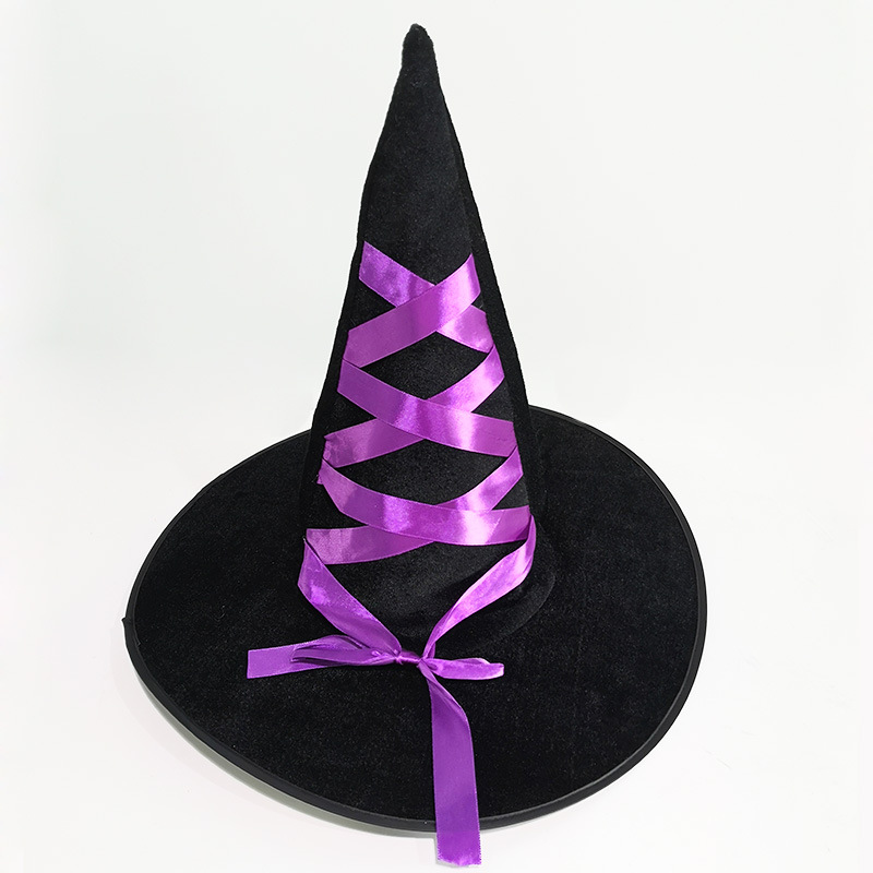Halloween Witch Hat Gold Velvet Ribbon Witch Hat Adult Dance Dress up Wizard&#039;s Hat Ghost Festival Party Supplies