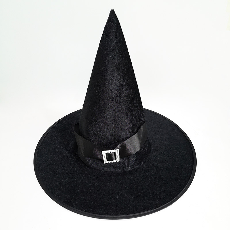 Halloween Witch Hat Gold Velvet Ribbon Witch Hat Adult Dance Dress up Wizard&#039;s Hat Ghost Festival Party Supplies