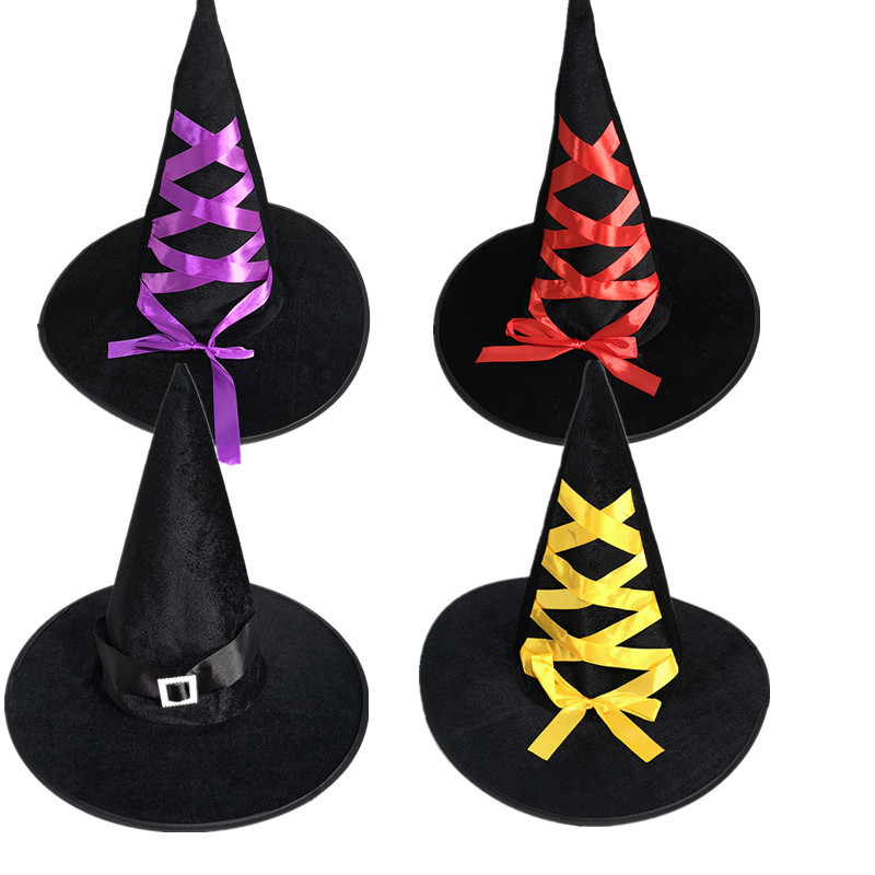 Halloween Witch Hat Gold Velvet Ribbon Witch Hat Adult Dance Dress up Wizard's Hat Ghost Festival Party Supplies Halloween Witch Hat Gold Velvet Ribbon Witch Hat Adult Dance Dress up Wizard's Hat Ghost Festival Party Supplies