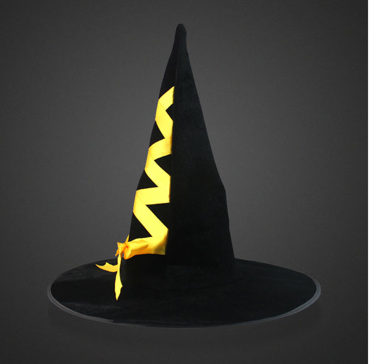 Halloween Witch Hat Gold Velvet Ribbon Witch Hat Adult Dance Dress up Wizard's Hat Ghost Festival Party Supplies Halloween Witch Hat Gold Velvet Ribbon Witch Hat Adult Dance Dress up Wizard's Hat Ghost Festival Party Supplies