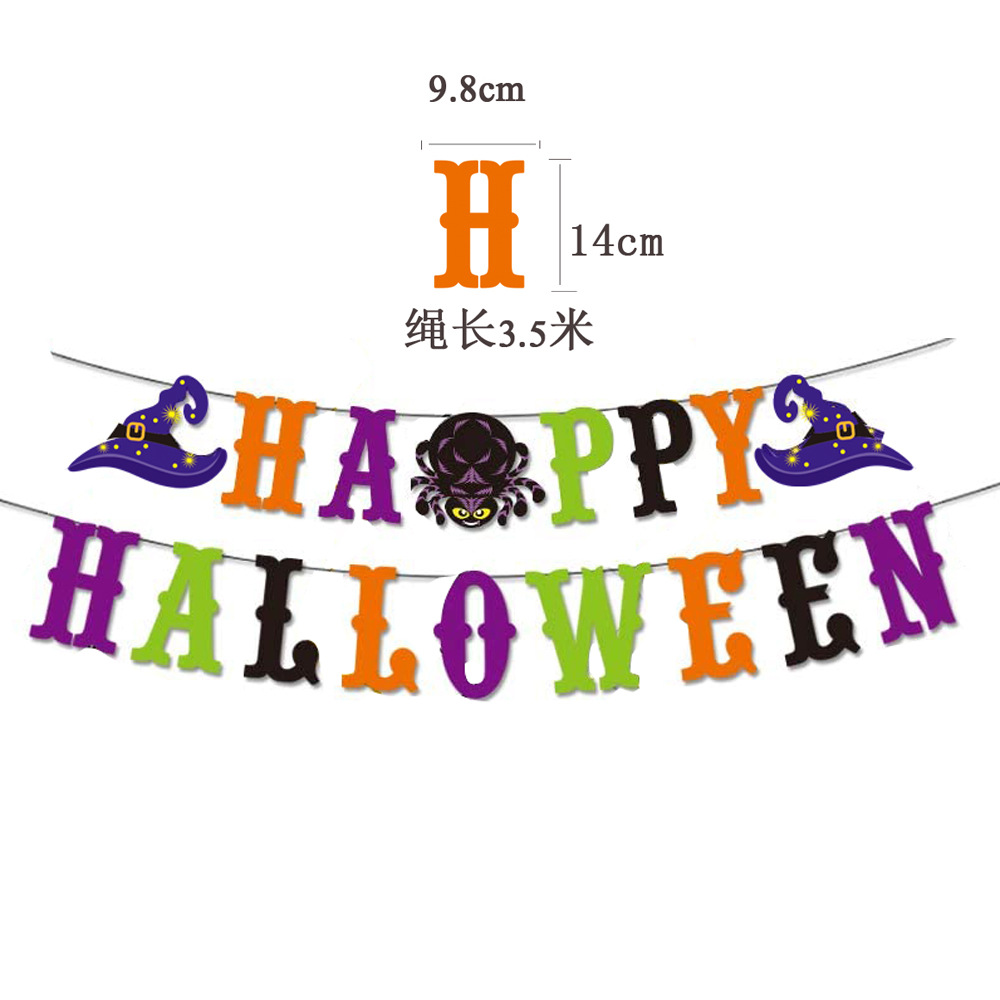 Halloween Party Hanging Flag Shopping Mall KTV Decoration and Layout Supplies Wansheng Happy Letter Latte Art Wholesale Customization