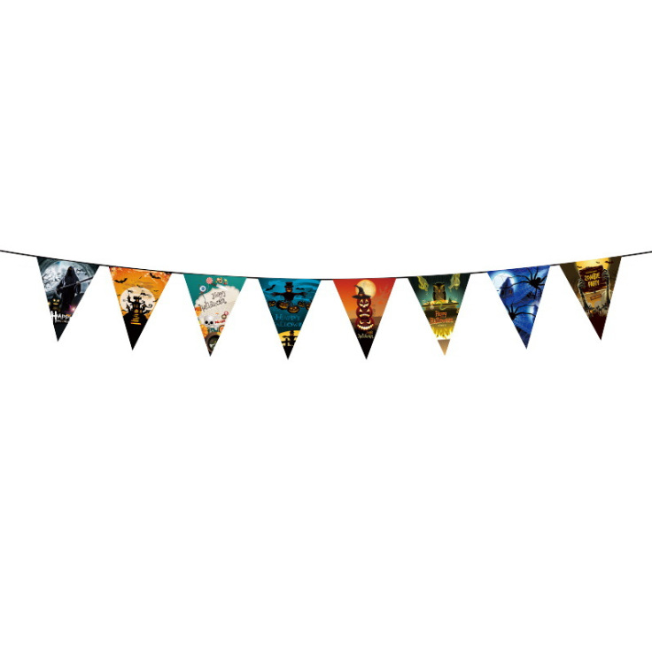 Halloween Party Hanging Flag Shopping Mall KTV Decoration and Layout Supplies Wansheng Happy Letter Latte Art Wholesale Customization