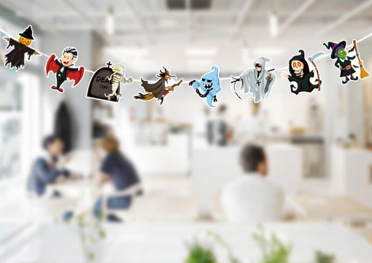 Halloween Party Hanging Flag Shopping Mall KTV Decoration and Layout Supplies Wansheng Happy Letter Latte Art Wholesale Customization Halloween Party Hanging Flag Shopping Mall KTV Decoration and Layout Supplies Wansheng Happy Letter Latte Art Wholesale Customization