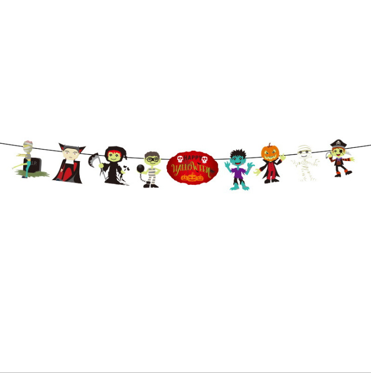 Halloween Party Hanging Flag Shopping Mall KTV Decoration and Layout Supplies Wansheng Happy Letter Latte Art Wholesale Customization Halloween Party Hanging Flag Shopping Mall KTV Decoration and Layout Supplies Wansheng Happy Letter Latte Art Wholesale Customization