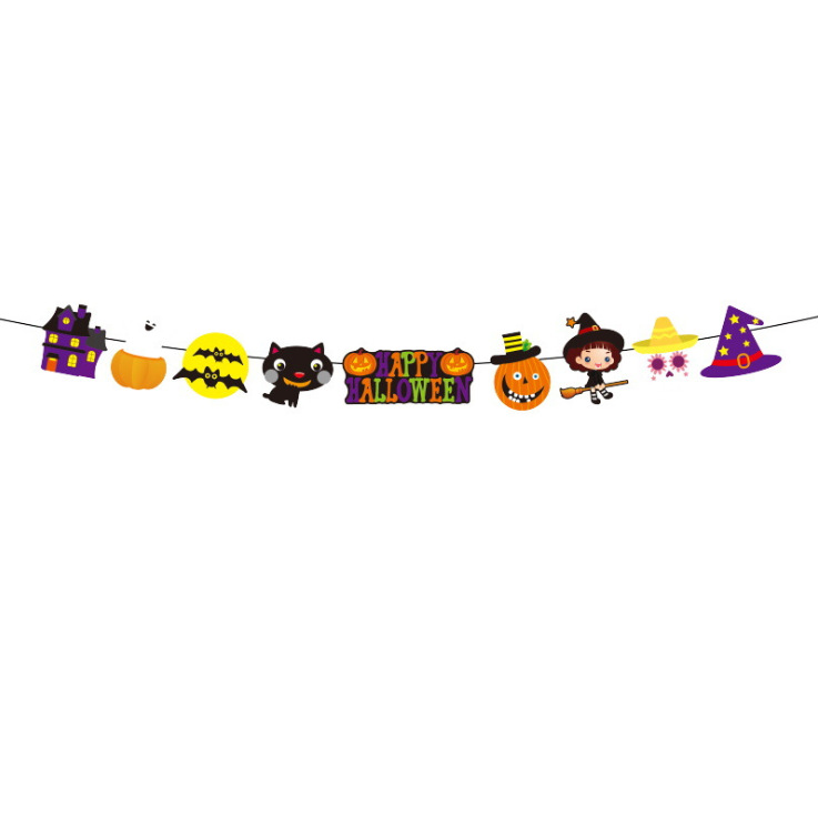 Halloween Party Hanging Flag Shopping Mall KTV Decoration and Layout Supplies Wansheng Happy Letter Latte Art Wholesale Customization Halloween Party Hanging Flag Shopping Mall KTV Decoration and Layout Supplies Wansheng Happy Letter Latte Art Wholesale Customization