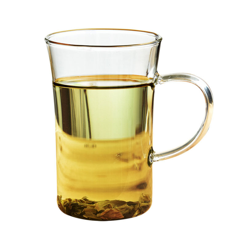 Green Tea Tea Glass Bottle Trumpet Two Kinds of Capacity Transparent Glass Can Be Heated Color Handle Wholesale Sales
