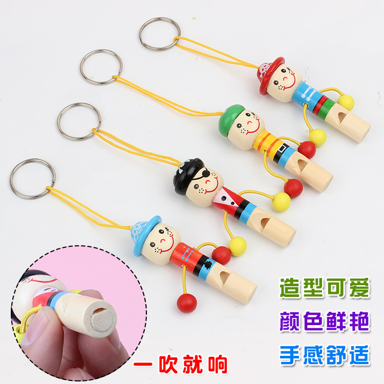 Cute Cartoon Pirate Whistle Wooden Children&#039;s Whistle Cartoon Whistle Music Toys Children&#039;s Toys