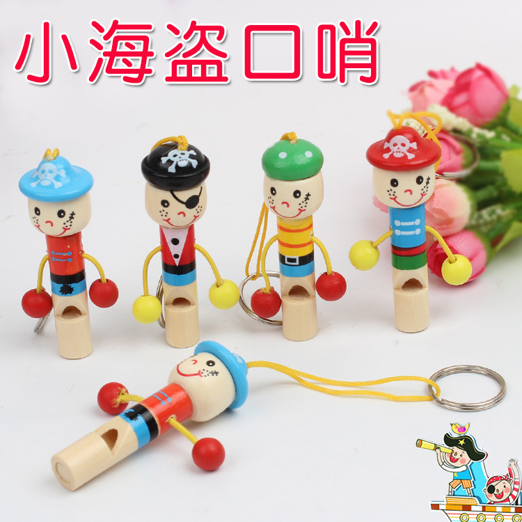 Cute Cartoon Pirate Whistle Wooden Children&#039;s Whistle Cartoon Whistle Music Toys Children&#039;s Toys