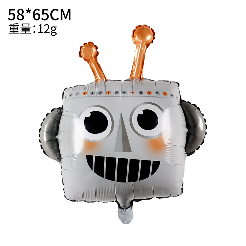 New Pioneer Cartoon Robot Balloon Children Birthday Arrangement Decoration Disco Mechanical Aluminum Film Balloon