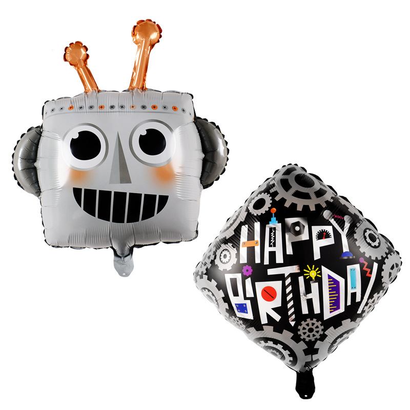 New Pioneer Cartoon Robot Balloon Children Birthday Arrangement Decoration Disco Mechanical Aluminum Film Balloon