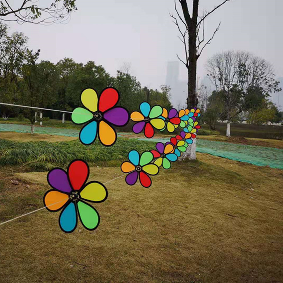 Rainbow Rotating Hot Air Balloon Wind Pinwheel Outdoor Building Kindergarten Christmas Decoration Handmade Children&#039;s Toys