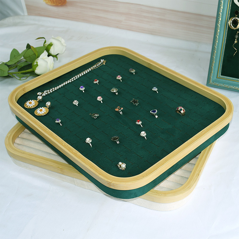 Bamboo Wood Hundred Positions Ring Box Dustproof Jewelry Box Counter Display Ear Studs Earrings Tray with Lid Jewelry Display Shelf